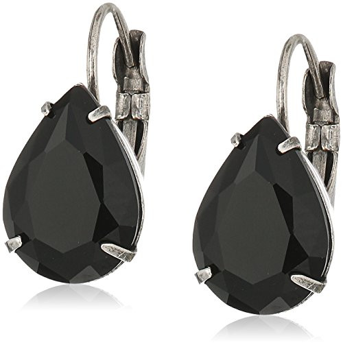 Sorrelli Black Onyx Pear Crystal Drop Earrings