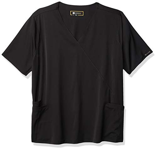 WonderWink Women s Plus Size HP Mock Wrap Scrub Top  Black  2X Large