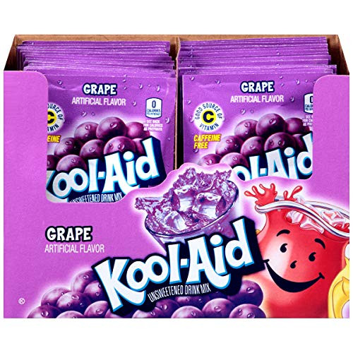 Kool Aid Grape Flavored Unsweetened Caffeine Free Powdered Drink Mix  96 count   Pack of 2 boxes