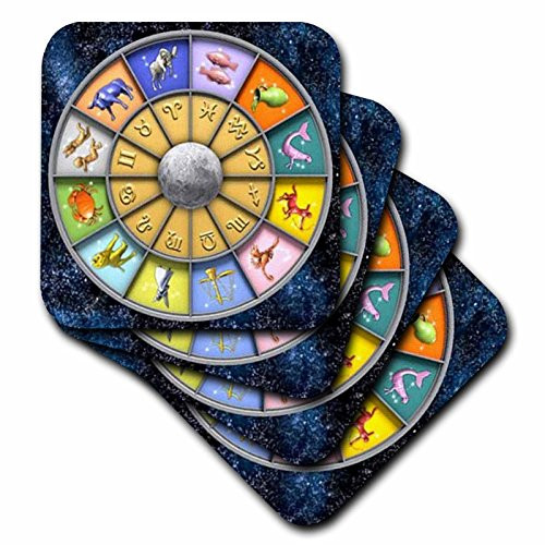 3dRose CST 98671 3 Pretty Zodiac Wheel Art Ceramic Tile Coasters  Set of 4