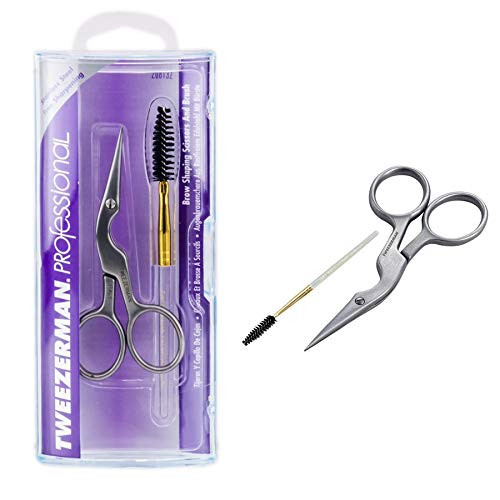 Tweezerman Stainless Brow Shaping Scissors and Brush (Pack of 2)