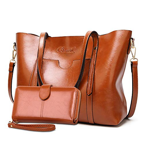 Purses and Handbags for Women Large Shoulder Tote Satchel Purse Work Bags with Matching Wallet  Brown