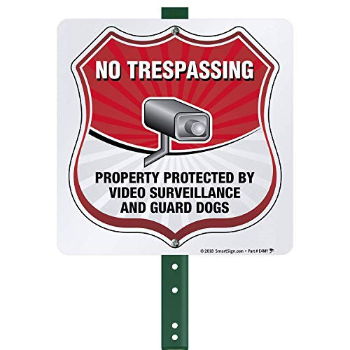 SmartSign No Trespassing Property Protected by Video Surveillance and Guard Dogs Sign for Lawn 10 Square Aluminum Sign with 3 Stake New SmartSign No Trespassing Property Protected by Video Surveillance and Guard Dogs Sign for Lawn 10 Square Aluminum Sign with 3 Stake New