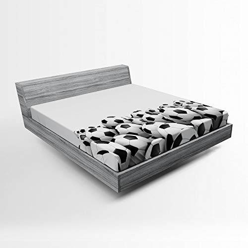 Lunarable Sports Fitted Sheet Illustration of Soccer Ball Championship Tournament Victory Theme Stadium Team Play Soft Decorative Fabric Bedding All Round Elastic Pocket Queen Size Black White Lunarable Sports Fitted Sheet Illustration of Soccer Ball Championship Tournament Victory Theme Stadium Team Play Soft Decorative Fabric Bedding All Round Elastic Pocket Queen Size Black White