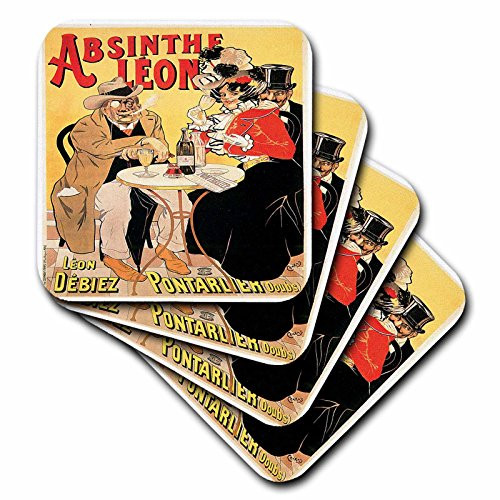 3dRose cst 149285 3 Vintage Absinthe Leon French Wine Advertising Poster Ceramic Tile Coasters Set of 4 3dRose cst 149285 3 Vintage Absinthe Leon French Wine Advertising Poster Ceramic Tile Coasters Set of 4