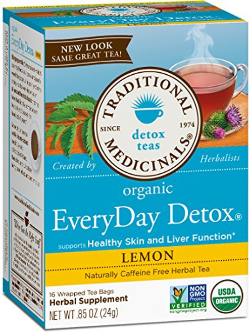 Traditional Medicinals Organic Everyday Lemon Detox Tea, 16 bags (Pack of 6)