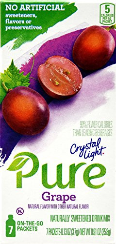 Crystal Light Pure Grape On The Go Drink Mix  7 Packet Box  6 Box Pack