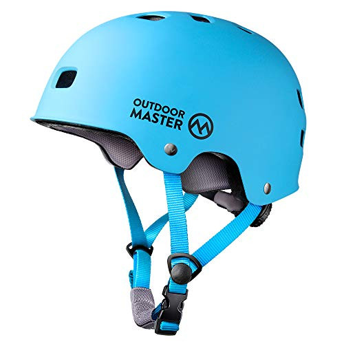 OutdoorMaster Skateboard Cycling Helmet   ASTM   CPSC Certified Two Removable Liners Ventilation Multi sport Scooter Roller Skate Inline Skating Rollerblading for Kids  Youth   Adults   S   Blue