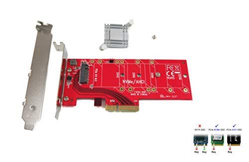 Ableconn PEXM2 11H PCI Express x4 Carrier Adapter with Heat Sink for M 2 NVMe 110m High Power SSD   Support M 2 NGFF PCIe  NVMe or AHCI  Type 22110  2280  2260  2242