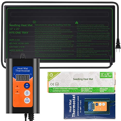 J D Seedling Heat Mat and Digital Thermostat Set 10 x 20 Inches Waterproof Plant Heat Mat and 41 108 °F Digital Thermostat Controller Combo Set for Plant Germination Root Growth Indoor Seedling J D Seedling Heat Mat and Digital Thermostat Set 10 x 20 Inches Waterproof Plant Heat Mat and 41 108 °F Digital Thermostat Controller Combo Set for Plant Germination Root Growth Indoor Seedling