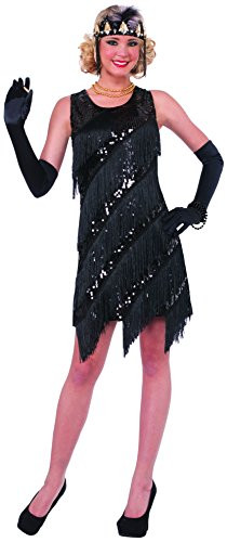 Forum Novelties Women s Midnight Dazzle Flapper Costume Dress  Black  Medium Large