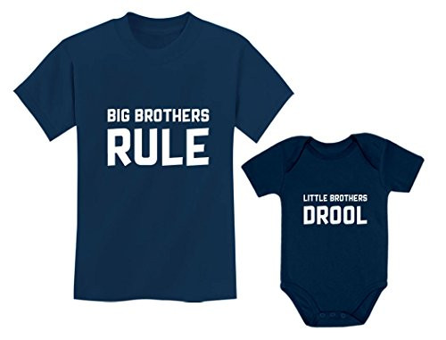 Big Brothers Rule Little Brothers Drool Boys Set Siblings Gift Shirt   Bodysuit Big Bro Navy 5 6   Lil Bro Navy 6M  3 6M Big Brothers Rule Little Brothers Drool Boys Set Siblings Gift Shirt   Bodysuit Big Bro Navy 5 6   Lil Bro Navy 6M  3 6M