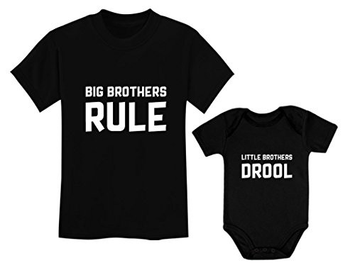 Big Brothers Rule Little Brothers Drool Boys Set Siblings Gift Shirt   Bodysuit Big Bro Black 4T   Lil Bro Black NB  0 3M Big Brothers Rule Little Brothers Drool Boys Set Siblings Gift Shirt   Bodysuit Big Bro Black 4T   Lil Bro Black NB  0 3M