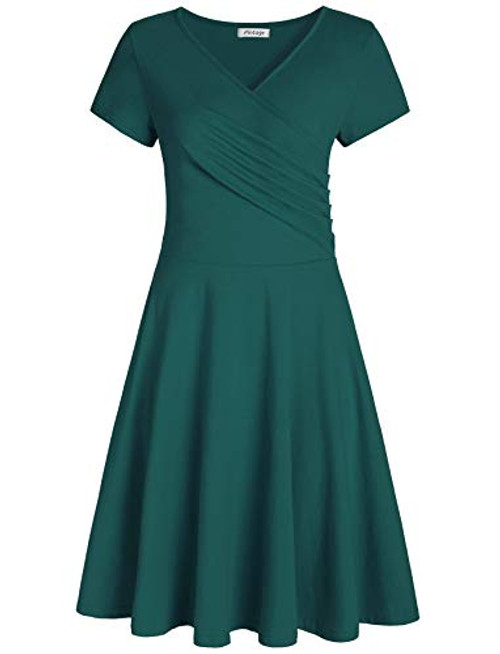 Pintage Women s Surplice V Neck Knee Length Wrap Dress XL Pine Green