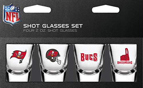 NFL Tampa Bay Buccaneers Shot Glass Set4 Pack Shot Glass Set  Team Colors  One Size