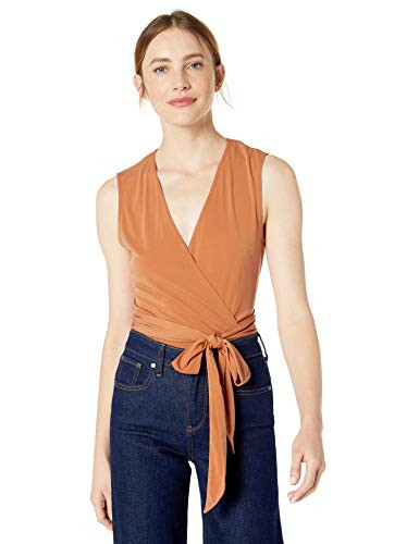 BCBGeneration Women s Surplice Wrap Tie Bodysuit  Spice  S