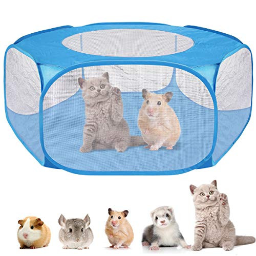 Qinhum Pet Playpen Dog Cat Playpen Cloth Mesh Tent with Removable Zippered Cover Small Animal Exercise Pen Kennel Crates Fence Cage Indoor Outdoor Use Dog Cat Playpen Kennel