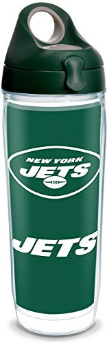 Tervis NFL New York Jets   Touchdown Insulated Tumbler with Wrap and Hunter Green with Gray Lid  24 oz Water Bottle   Tritan  Clear