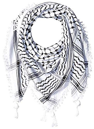 Hirbawi Premium Arabic Scarf 100 Cotton Shemagh Keffiyeh 47 x47  Arab Scarf  Black White