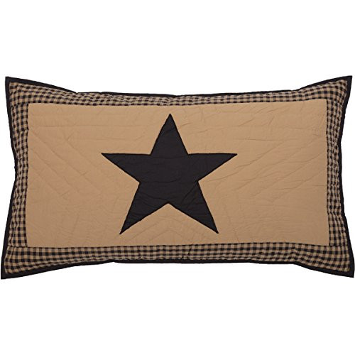 VHC Brands Primitive Bedding Black Check Star Sham, King