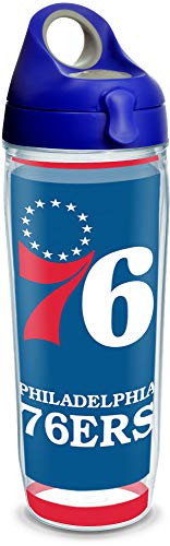 Tervis NBA Philadelphia 76ers Swish Insulated Tumbler with Wrap and Blue with Gray Lid  24oz Water Bottle  Clear