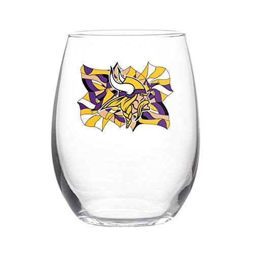 Boelter NFL Team Logo Curved Stemless Wine Glass  Minnesota Vikings
