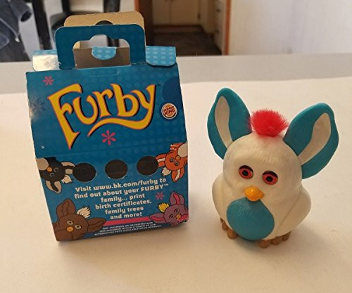 FURBY Burger King 2005 Furby White with teal Belly and Pink Hair
