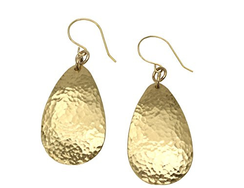 Hammered Tear Drop Nu Gold Brass Earrings By John S Brana Handmade Jewelry Brass Earrings