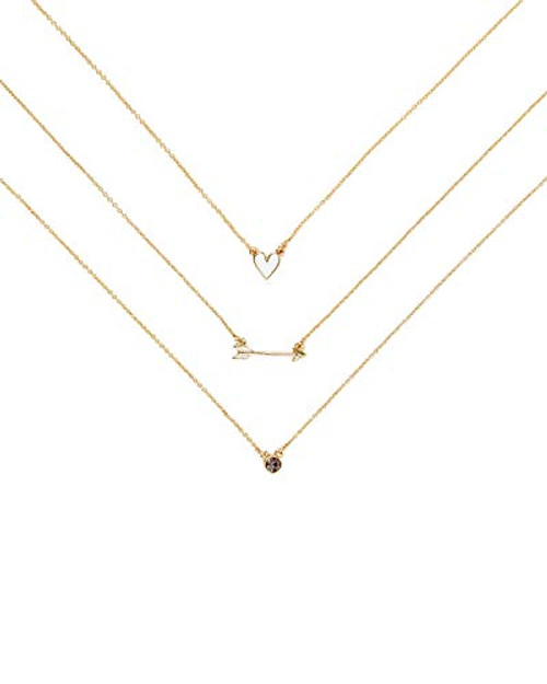 RACHEL Rachel Roy 3 Pcs Layered Heart Arrow Stone Pendant Necklace Set for Women Fashion Jewelry