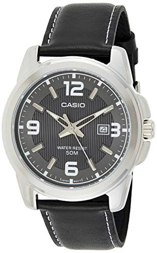 Casio Men s MTP1314L 8AV Black Leather Quartz Watch with Black Dial