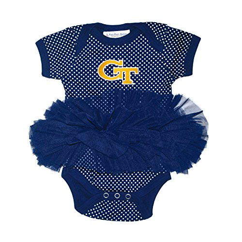Two Feet Ahead NCAA Georgia Tech Children Girls Pin Dot Tutu Creeper 12 mo Navy