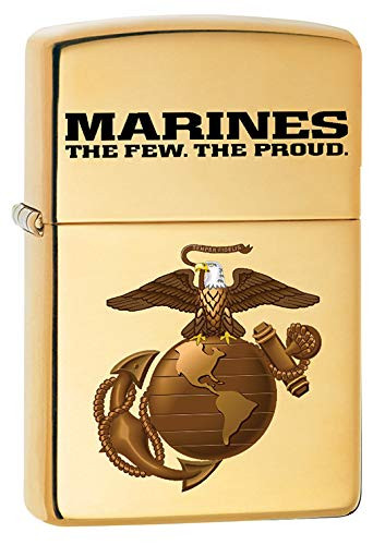 Zippo Lighter  USMC Marine Corps Logo   High Polish Brass 79704