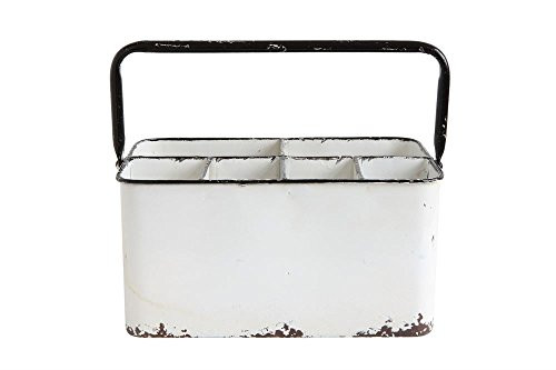 Creative Co-op Distressed Metal Caddy with 6 Compartments 60-Non-Food Storage, White