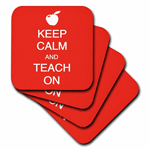 3dRose CST 128186 3 Keep Calm and Teach on Teachers Professors Ceramic Tile Coasters  Set of 4