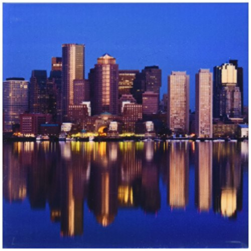 3dRose CST 91016 3 MA  Boston  Financial District from Logan Airport   US22 WBI0576   Walter Bibikow   Ceramic Tile Coasters  Set of 4