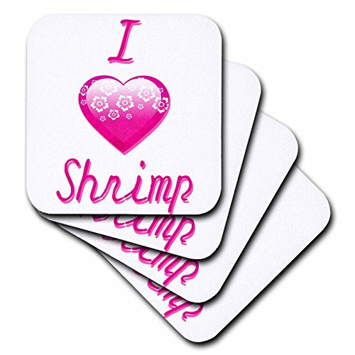 3dRose CST 121777 3 Pretty Pink Flowery I Love Shrimp Ceramic Tile Coasters Set of 4 3dRose CST 121777 3 Pretty Pink Flowery I Love Shrimp Ceramic Tile Coasters Set of 4