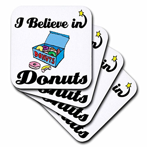 3dRose CST 105117 3 I Believe in Donuts Ceramic Tile Coasters Set of 4 3dRose CST 105117 3 I Believe in Donuts Ceramic Tile Coasters Set of 4