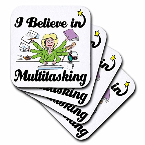 3dRose CST 105375 3 I Believe in Multitasking Ceramic Tile Coasters Set of 4 3dRose CST 105375 3 I Believe in Multitasking Ceramic Tile Coasters Set of 4