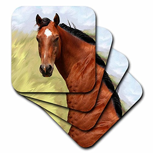 3dRose CST 4592 3 Paint Horse Portrait Ceramic Tile Coasters  Set of 4