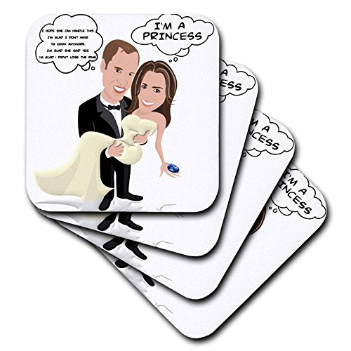 3dRose CST 60000 3 Prince William and Kate Middleton Wedding Ceramic Tile Coasters  Set of 4