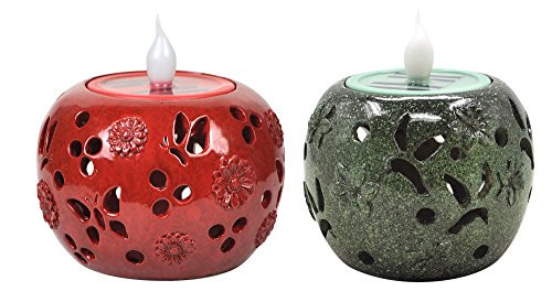 Moonrays 92281 Solar Powered LED Light Tabletop Flicker Lantern (2 Pack)