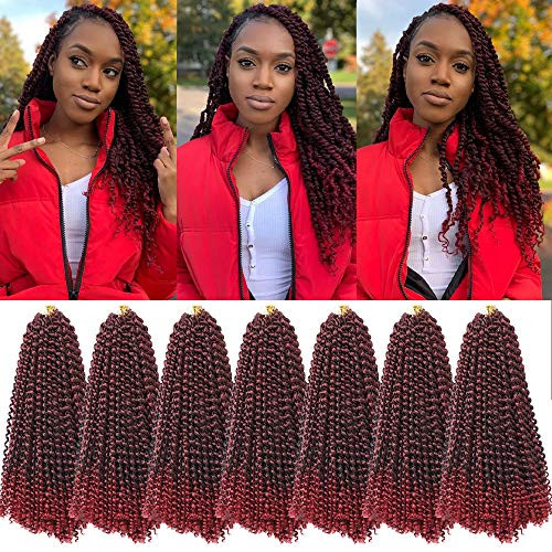 Passion Twist Hair Water Wave Crochet Braids Ombre Bohemian Passion Twisting Hair 7 Packs Bohemian Twist Synthetic Curl Passion Twists Crochet Braids for Passion Twist 1B Bug Water Wave Hair