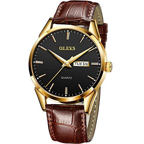 Date Day Watch Men Leather Band Watches for Men Black Dial Men Wrist Watch Mens Watch Brown Casual Men Watches Dress Watches for Men Black Steel Leather Men Watch Luminous Watch  Waterproof Man Watch