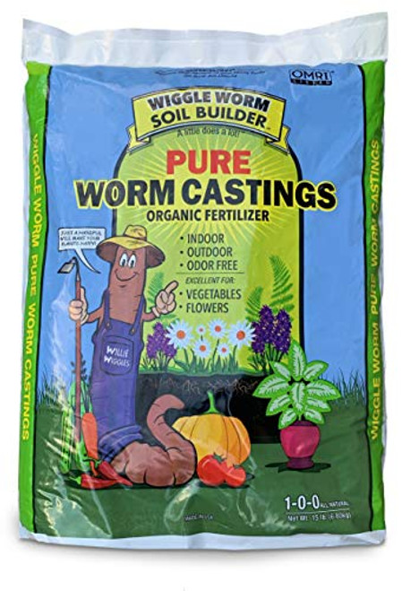 Worm Castings Organic Fertilizer  Wiggle Worm Soil Builder  15 Pounds
