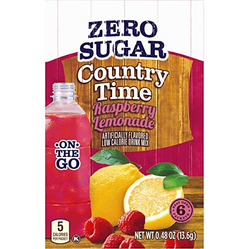 Country Time Sugar Free Raspberry Lemonade Powdered Drink Mix  72 On the Go Packets  12 Packs of 6
