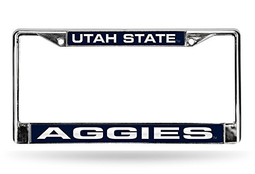 NCAA Rico Industries Laser Cut Inlaid Standard Chrome License Plate Frame  Utah State Aggies