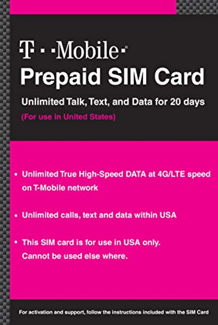 T Mobile Prepaid SIM Card Unlimited Talk Text and Data in USA for 20 Days T Mobile Prepaid SIM Card Unlimited Talk Text and Data in USA for 20 Days