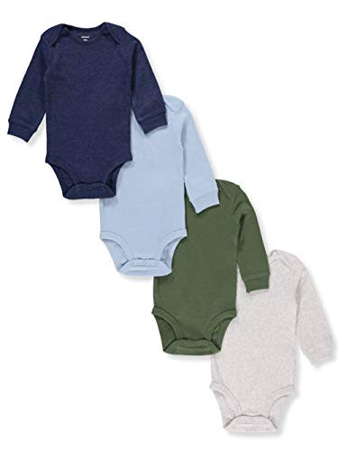 Carter s Baby Boys 4 Pack Long Sleeve Original Bodysuits Solids  Newborn