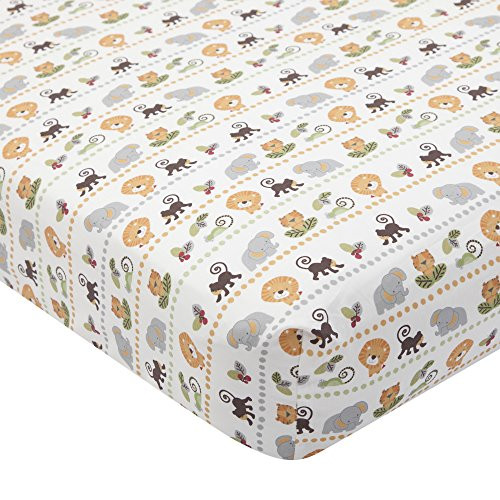 Lambs & Ivy Treetop Buddies Jungle Animal Fitted Crib Sheet, Brown/Green Lambs & Ivy Treetop Buddies Jungle Animal Fitted Crib Sheet, Brown/Green