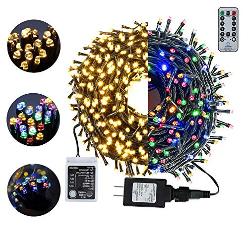 Color Changing Christmas String Lights   108FT 300 LEDs Warm White Multi Color Fairy Lights  END to END CONNECTABLE with Timer Remote   9 Lighting Modes   Christmas Tree  Wedding  Garden Decoration